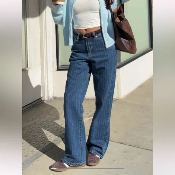 beginning boutique pinstripe slouchy jeans - Picture 4 of 7